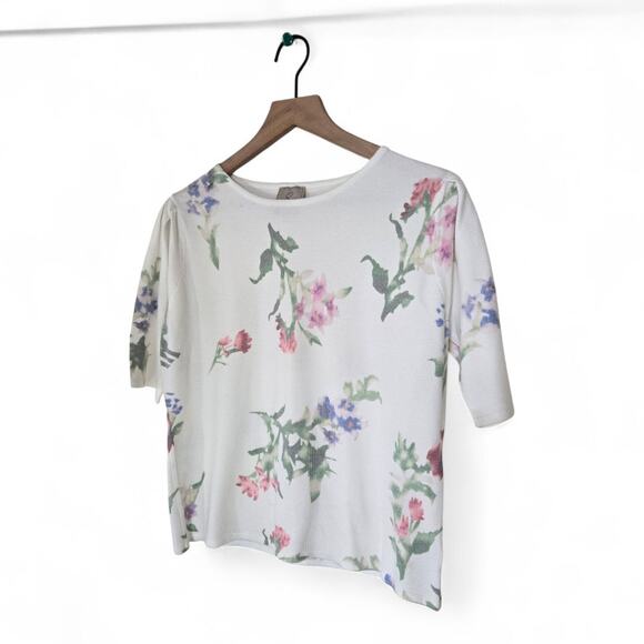Sioni Floral Print Knit Top Size Medium Softest Cozy - Picture 2 of 9